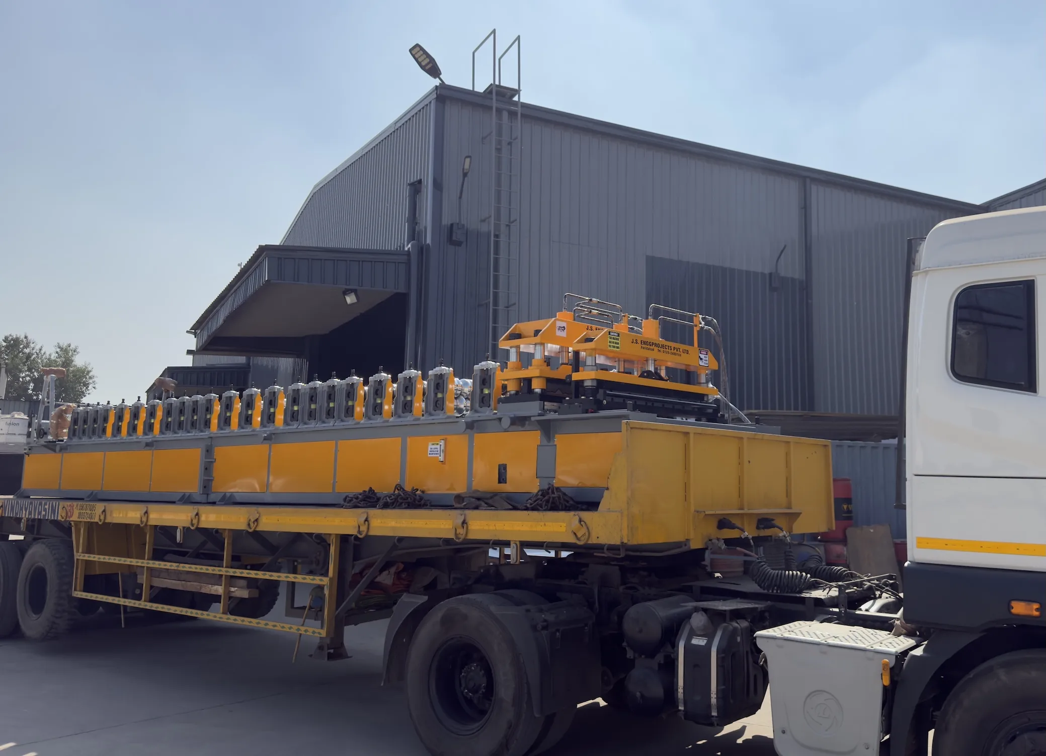 Loading and dispatch of a high-precision Tile Profile Roll Forming Machine for a new project in Odisha. Dispatch of Tile Profile Roll Forming Machine to a client in Odisha by J.S. ENGGPROJECTS.