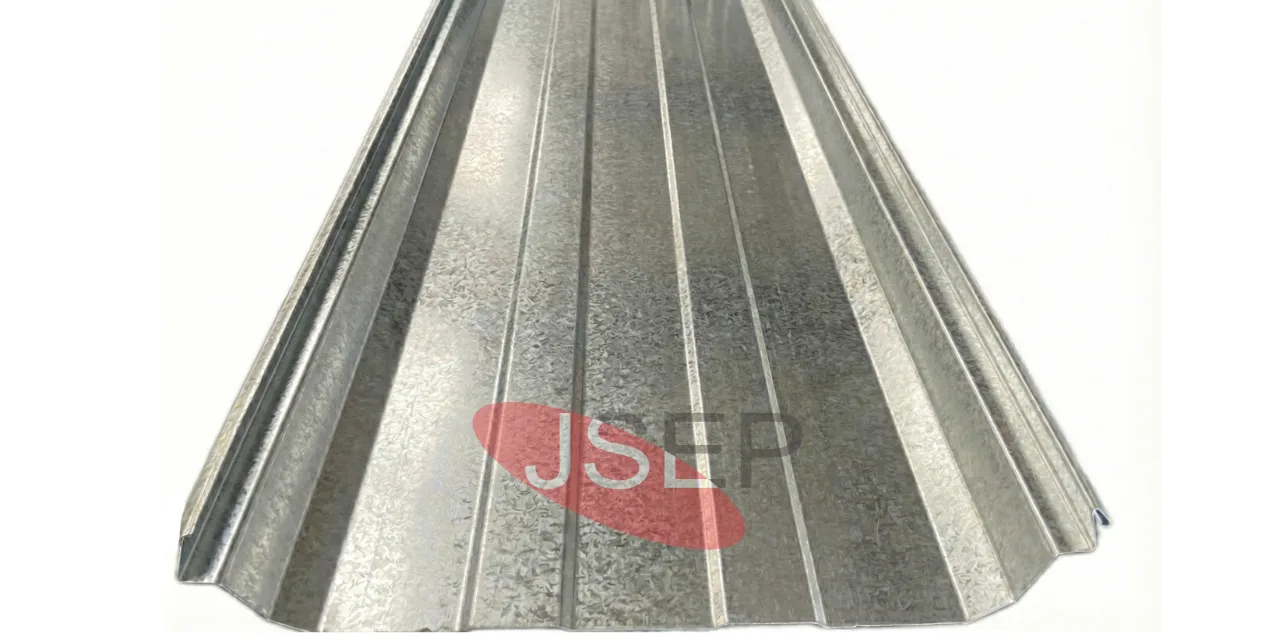 Heavy-duty bare galvalume standing seam profile, ideal for high-corrosion industrial environments. Bare galvalume standing seam metal roofing profile sample produced by JSEP Machinery roll forming equipment in India.