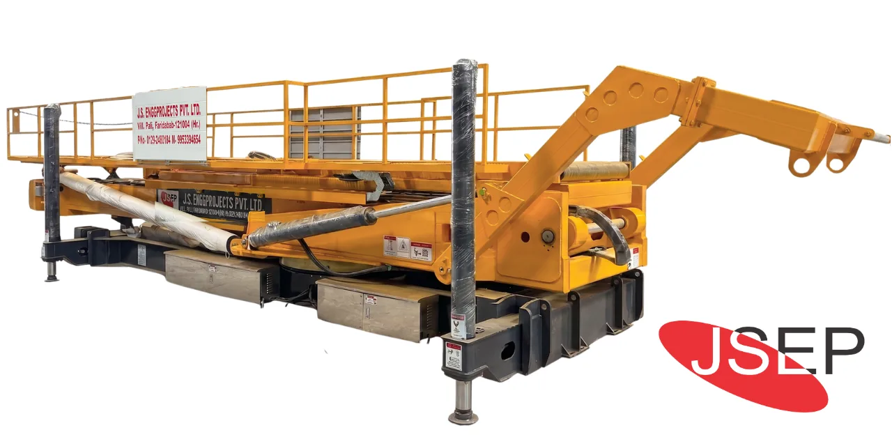 Modern remote control system ensures maximum safety and eliminates operator blind spots. Smart remote control system for operating the PEB roof lifter machine safely from the ground.