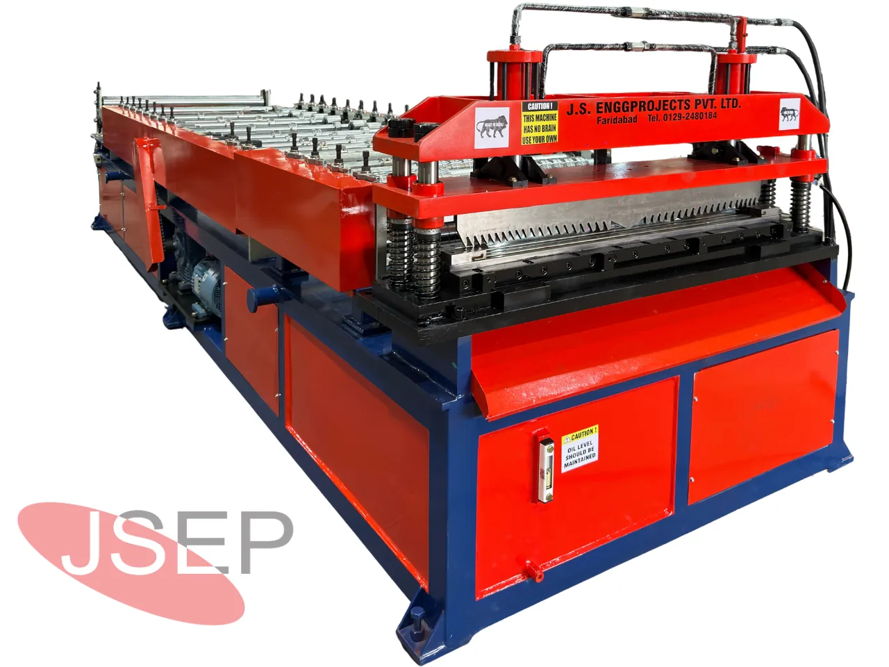Chrome plated alloy steel forming rollers on a sandwich panel roll forming machine shaping metal sheets for wall panels